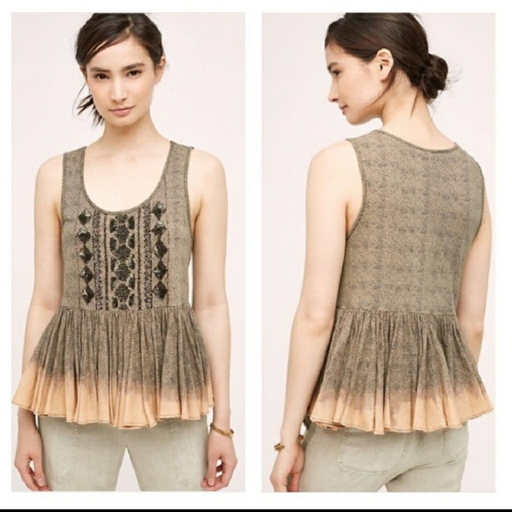 Anthropologie Akemi + Kin Beaded Peplum Top